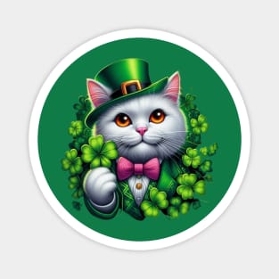 St. Patrick's Day Cat Irish Shamrock Cat Lucky Shamrock Cat Lover Patrick's Day Lucky Cat Magnet